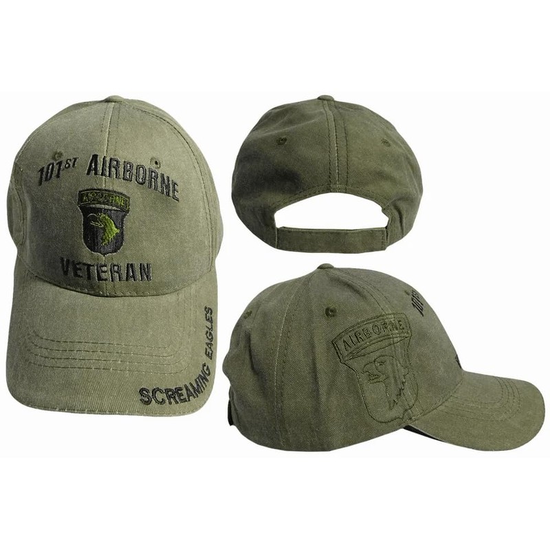 COLL7AWS 101st Airborne Veteran Screaming Eagles Olive OD Adjustable Embroidered