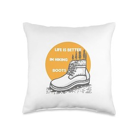 Life is Better in Hiking Boots - Wanderbegeisterte Throw Pillow, 16x16, Multicolor