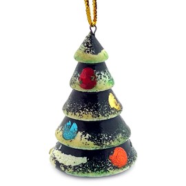 Handmade Russian Wooden Christmas Tree Ornament - Hand Carved and Painted Decoration, 2.25 Inches