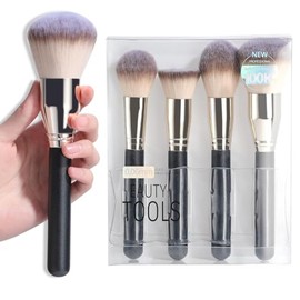 BS-MALL Juego de 4 brochas de maquillaje profesional suaves para viajes, incluyendo brochas de base para maquillaje líquido, cepillo para polvo y broc