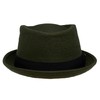 Funky Junque Diamond Crown Wool Structured Fedora - Olive (Large/XL)