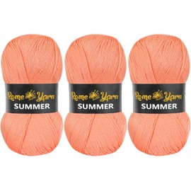 Rome Yarn Summer Yarn | Silk Effect | #2 Fine, 4 Ply (UK), Sport (USA) | 100 g | 350 m | Anti-Pilling Acrylic Yarn | Knitting Thread Crochet Art Lace Craft (3 Pack, 218 Salmon)