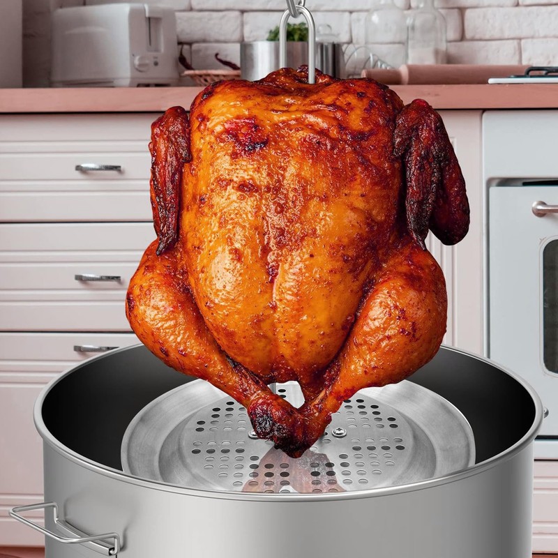Intetiow Stainless Steel Turkey Chicken Fryer Accessory, Turkey Fryer Rack