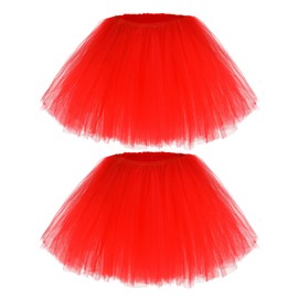 hoyuwak 2 Pack Tutu Tulle Skirt for Women 5 Layered Stretchy Puffy Fluffy Adult Dance Skirt for 80s Ballerina Party Costume