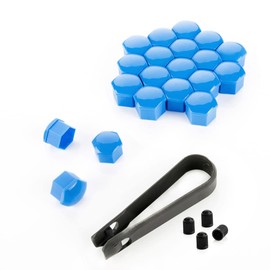 LST 20 x Wheel Bolt Cover Caps Hexagonal Caps Set 17 mm Blue Gloss