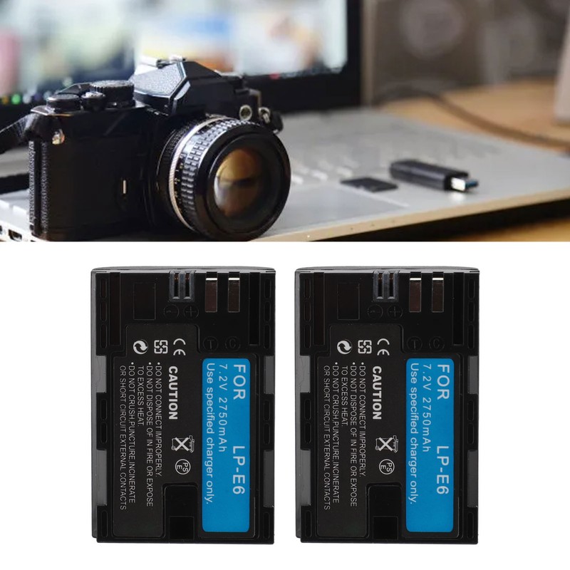 2pcs Camera Battery 2750mAh 7.2V for LP E6 E6N R5