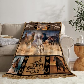 Horse Blanket for Girl Boy Horse Stuff Throw Blanket Super Soft Fleece Flannel Cozy Plush Fuzzy Horse Decor Gifts for Horse Lovers for Couch Sofa Bed 50"X40"