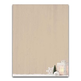 Lantern Over Snow Christmas Stationery Paper - 80 Sheets of Letterhead for Winter & Holiday Events