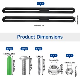 Double Rod Mat Fence Fixing 2 Pieces Mounting Set for Fence Post Box 280 x 24 mm Mounting Set for Fence Post Box Post Box Fence Mounting Black