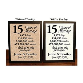 15 Year Anniversary Burlap Print | 15th Anniversary | 15th Anniversary Gift | 15 Years Together | 15th wedding Anniversary | 15th Anniversary gift for her | 15 Years of Marriage