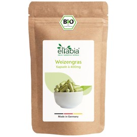 Organic Wheatgrass Capsules Pack of 100 | High Dose 1200 mg Daily Dose | Wheatgrass Powder from German Cultivation | 100% Pure without Additives (DE-ÖKO-007) | Vegan and Ideal for on the Go