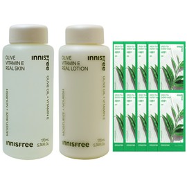 Innisfree Olive Vitamin E Real 2 types (skin + lotion) + 10 green tea masks provided / 이니스프리 올리브 비타민 E 리얼 2종구성(스킨+로션)+그린티마스크10매 증정