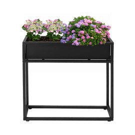 WANLECY Standing Planter Box, 28 Inch Outdoor/Indoor Metal Planter Box Elevated Garden Box Raised Garden Bed for Vegetable Flower Herb Fruit