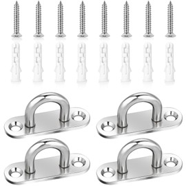 Generic 4 Pack Stainless Steel Pad Eye Plate U Hooks Wall Mount Marine Hardware Heavy Duty Ceiling Hooks with Screws
