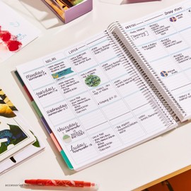 Erin Condren 8.5x11 Undated Homeschool Planner - Popping Petals Classic Interchangeable Cover| Featuring Platinum Spiral and 80 Lb. Text Weight Paper