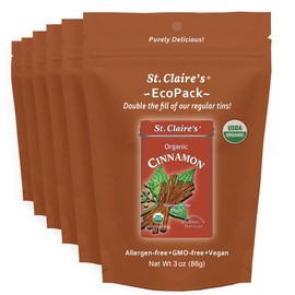 St. Claire's Organics Cinnamon Pastilles – 6-Pack EcoPack, 3 oz Each | Certified Organic, Vegan, Gluten-Free, Allergen-Free, Non-GMO, Low Calorie, Plant-Based | Made in USA
