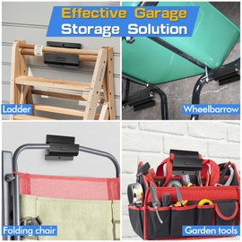 Vercome Ladder Hooks for Garage Wall, Wall Mount Heavy Duty Hook for Ladder Patio Furniture, Wheelbarrow, Chair & Ladder, Hanging Bike Hooks for Garage Organization and Storage (4 Pack)