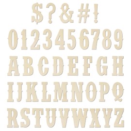 Wooden Letters 4 Inch for Crafts Unfinished Wood Alphabet Letters and Numbers Symbols Set 41 Pcs Western Style Small Wooden Letters for Wedding Birthday Home Decor
