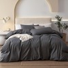 JIYUAN 100% Washed Cotton Duvet Cover Set Comfy Simple Style