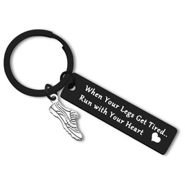 Dabihu Runners Jewelry Marathon Runner Keychain Fitness Gym Gift Inspirational Graduation Present Running Lovers Gifts Training Gift Exercise Keyring Cross Country Outdoor Sport Runner Friends Gifts