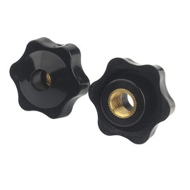 Oneyijun 10 Pcs M10 Head Diameter 38mm Black Plastic Star Shape Head Female Thread Clamping Knob Shape Hand Knobs Nuts Grip Through Hole Nut Handle Machine Tool