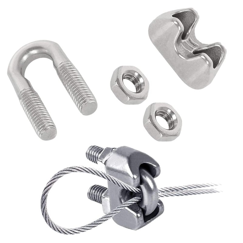 Leaum 36 Piece Wire Rope Clamp Set, with Wire Rope