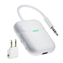 Nulaxy Bluetooth 5.3 Transmitter Receiver for 2 AirPods or BT Devices Simultaneous Connection, Support aptX Low Latency, Wireless Transmitter for Headphones, 3.5mm Aux Audio Jack Adapter for Airplane