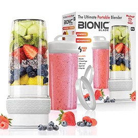 Bionic Blade Personal Blender - 26.5 Oz, Cordless, Rechargeable 18,000 RPM Portable Blender for Shakes and Smoothies - 8.6" Tall, Air-tight Shaker with Handle