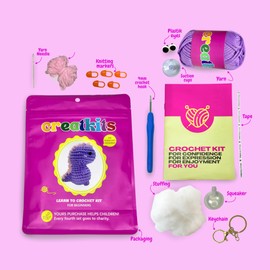 Easy Crochet Kit for Beginners Animals - Learn to Crochet Kits for Beginners - Dinosaur Crochet Box