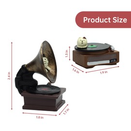 RAQWI Cat Vintage Phonograph and Cat Record Player Figurine Suitble for Office, Home Decoration Perfect Cute Cat Gift for Cat Lovers