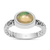 Silver Palace Natural Ehtiopian Opal 925 Sterling Silver Textured Band