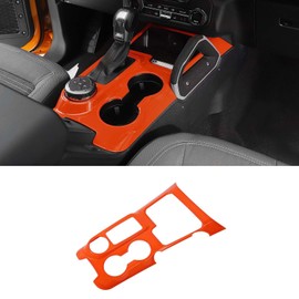 RAZPOY Gear Shift Panel Cover Center Console Cup Holder Trim Compatible with Ford Bronco 2021-2024 Interior Accessories, Orange (Not for Bronco Sport)