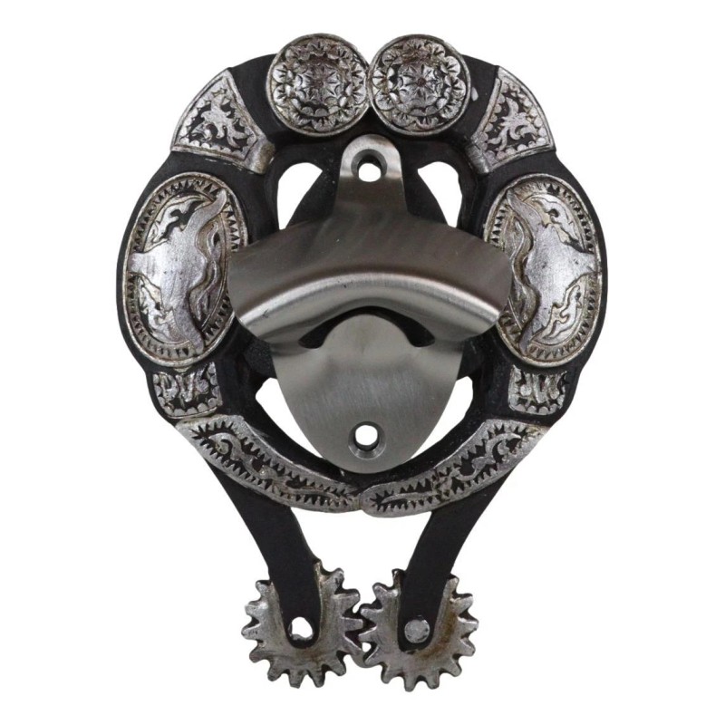 Rustic Western Cowboy Boot Spur With Silver Longhorn Conchos Wall