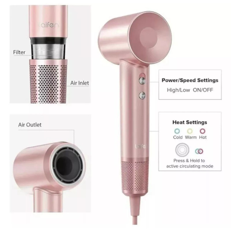 Laifen Hair Dryer Negative Ionic Blow Dryer 110,000 RPM Brushless