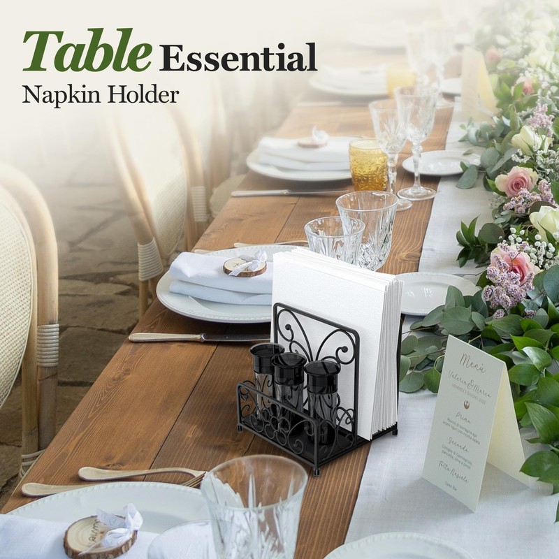LEVIMETREE Napkin Holder – Metal Napkin Storage with Salt and
