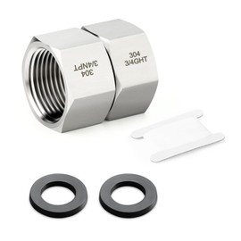 TAISHER 1PCS 304 Stainless Steel Garden Hose Adapter, 3/4" GHT Female x 3/4" NPT Female Swivel Garden Hose Connector with Washers