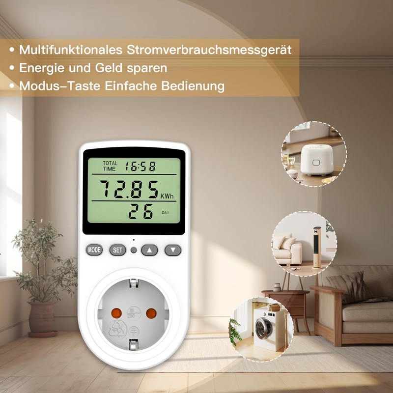 Awootsv Electricity Meter for Socket Energy Cost Meter with LCD