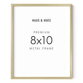 HAUS AND HUES 8x10 Gold Picture Frame - Modern Aluminum Wall Art Display - Lightweight 8x10 Frame for Photos, Prints, Posters - Ready-to-Hang Vertically & Horizontally