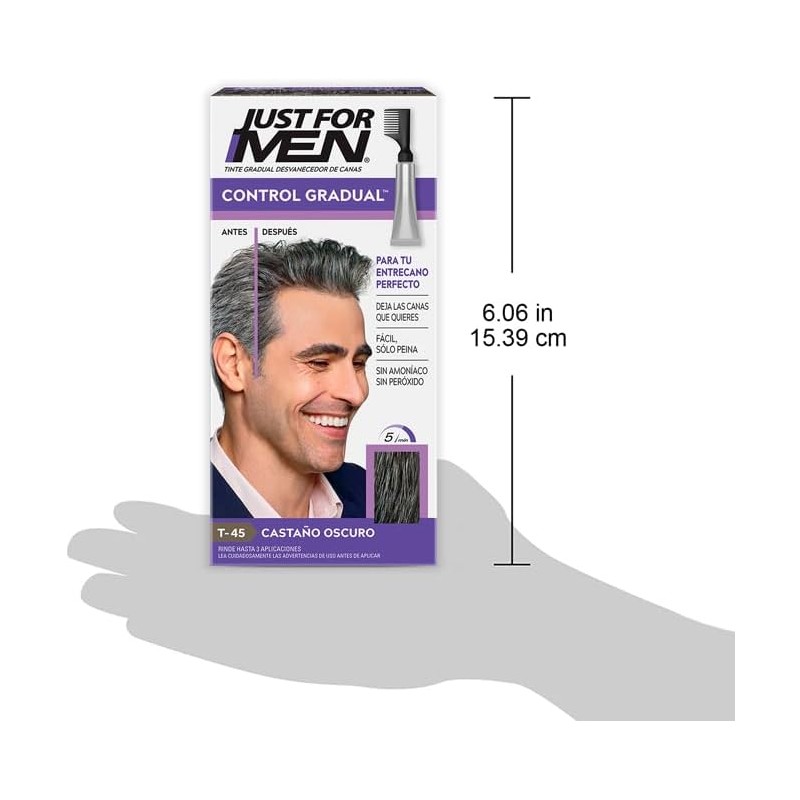 Just For Men Control Gradual Tinte para Canas, Castaño Oscuro