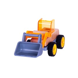 Udeas Wheel loader sandpit with movable loading arm, toy from 3 years, children's wooden toy, toy sandpit, black wheels and bright colours