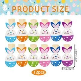 Pack of 12 Wooden Pegs with Colourful Rabbits for Easter, Easter Bunny Photo Clip, Mini Coloured Woods, Colourful Easter Bunnies, for Photos, Photo Wall Bags, Children Decorating Easter Nests, Gifts