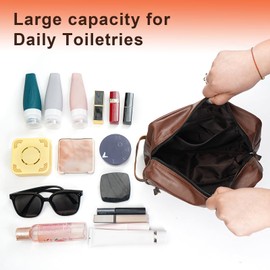 Wohlbege Men's Travel Toiletry Bag - Large Waterproof Organizer, 2 Zippered Pockets for Shaving/Cosmetic,Portable Bathroom Bag for Travel/Gym/Business Trips