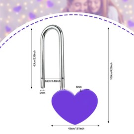 Gradleen Keyless Love Lock Single Heart Padlock,Purple 3.5" 50mm Love Padlock for Lovelock Bridge, Wishing Tree(NO Key)