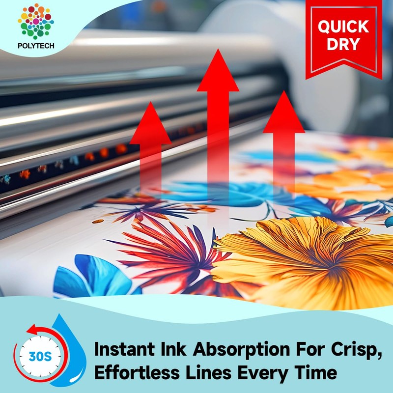 Polytech Sublimation Paper, 8.5x11, 50 Sheets, Heat Transfer Paper for