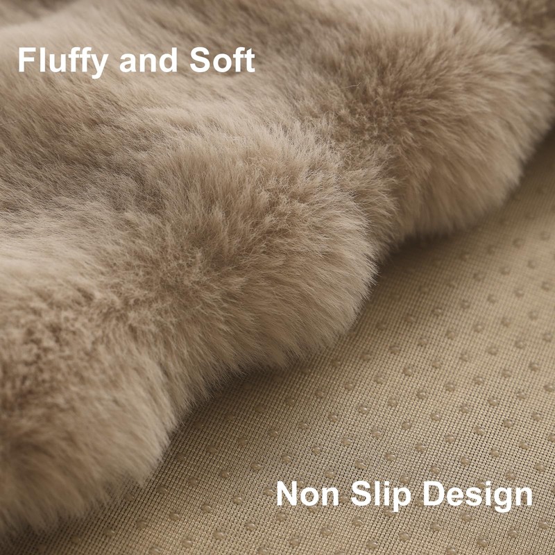 Aucrovee Soft Plush Faux Fur Couch Cover, Thick Warm Fuzzy