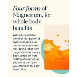 Ora Organic Magnesium Complex Powder – 4-in-1 Magnesium Glycinate, Taurate, Malate & Citrate | Tangerine Flavor, Vegan, Gluten-Free, 30 Servings