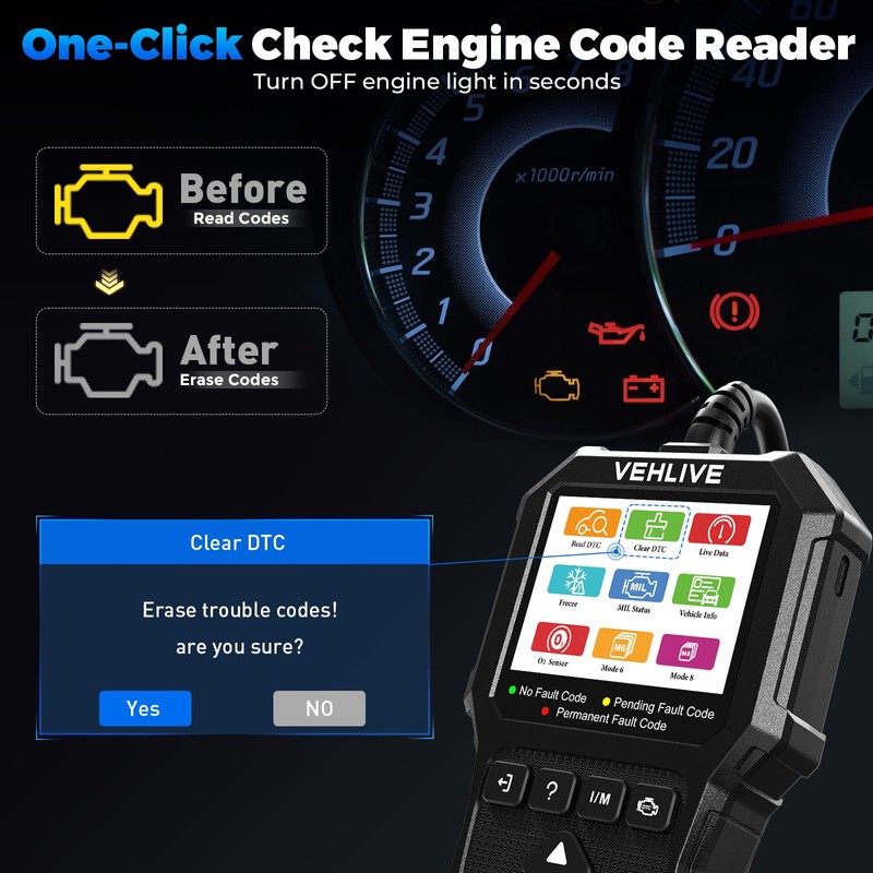 VEHLIVE OBD2 Scanner Diagnostic Tool, Check Engine Light Car Code