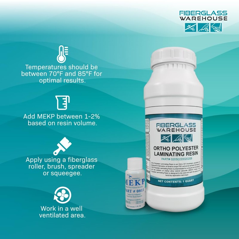 Fiberglass Warehouse Polyester Laminating Resin - Quart Kit- Marine Grade