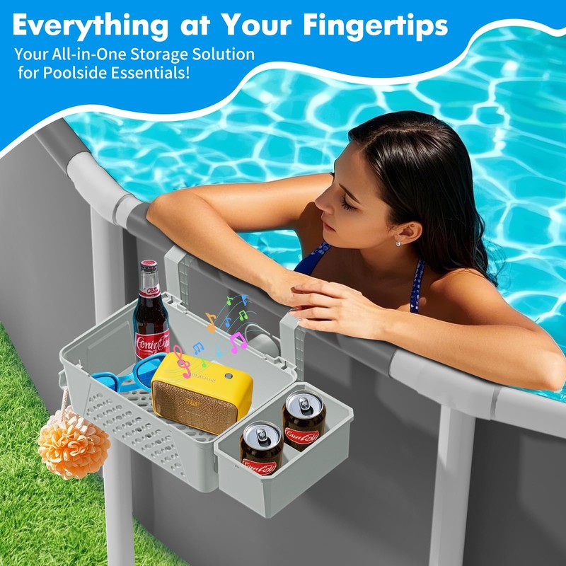 Poolside Storage Basket 2 Pack - Above Ground Pool Accessories,