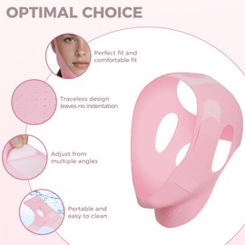 KAUZIDAR Chin Strap for Sleeping - Breathable Adjustable Anti Snoring Solution, Effectively Stop Snoring Device, Highly Resilient and Reusable Anti Snore Chin Strap for Men and Women (Pink)